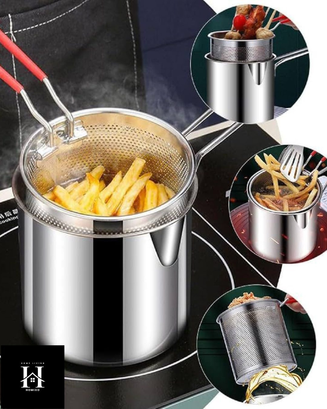 Double Layer Stainless Steel Deep Frying Pot with Box Packing